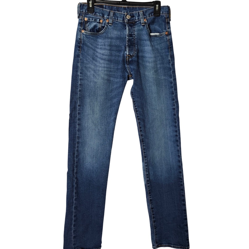 Levis 501 Straight Leg Jeans Mens 30x34 Button Fly Medium Wash Blue Denim